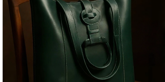 Green Leather Tote Bag