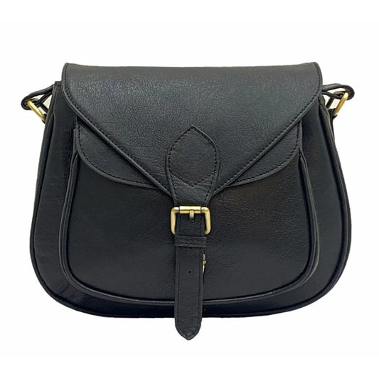 MOON LEATHER CROSSBODY BAG - BLACK