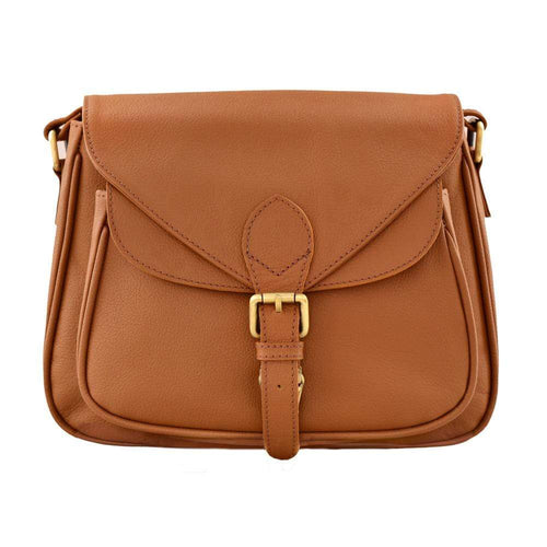 MOON LEATHER CROSSBODY BAG - TAN
