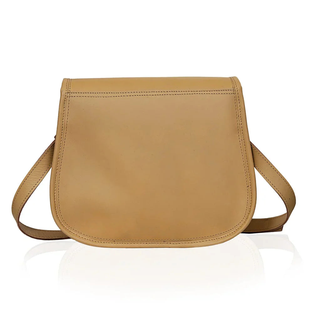 Scarlett Full Grain Leather Saddlebag - GOLDEN CREAM