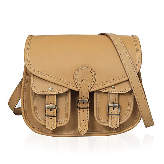 Scarlett Full Grain Leather Saddlebag - GOLDEN CREAM