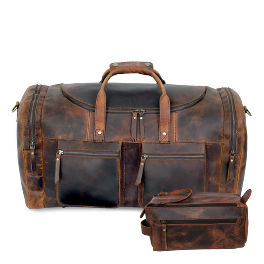 Vintage Voyager Leather Duffle Combo