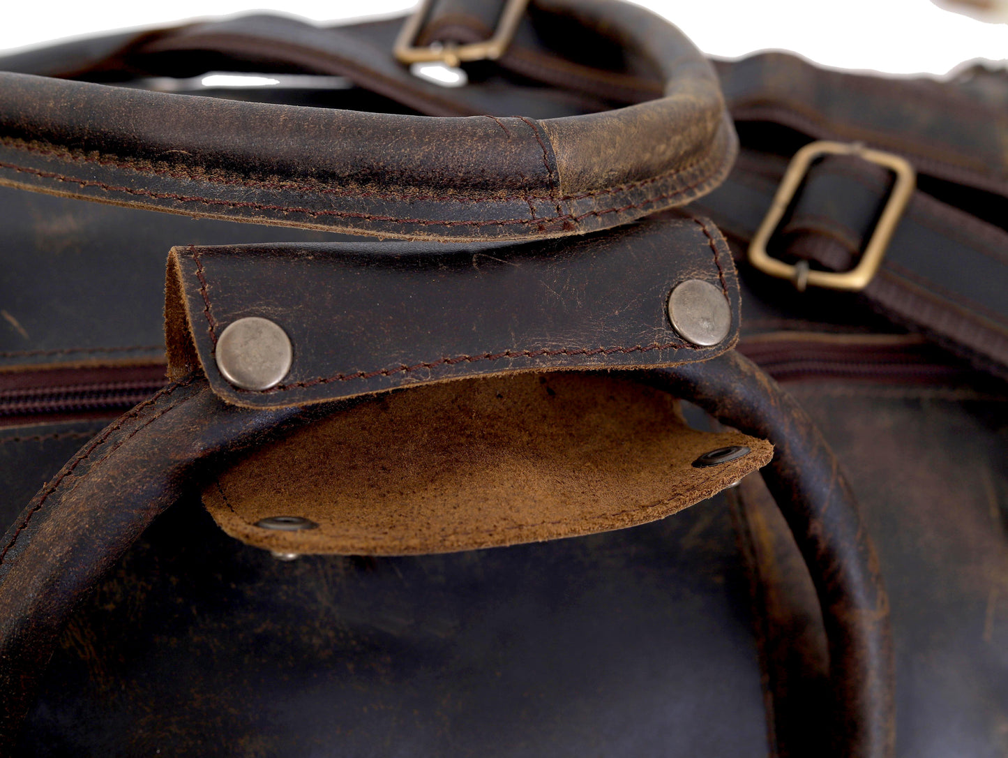 NEW JERSEY LEATHER DUFFEL BAG VINTAGE -  BROWN