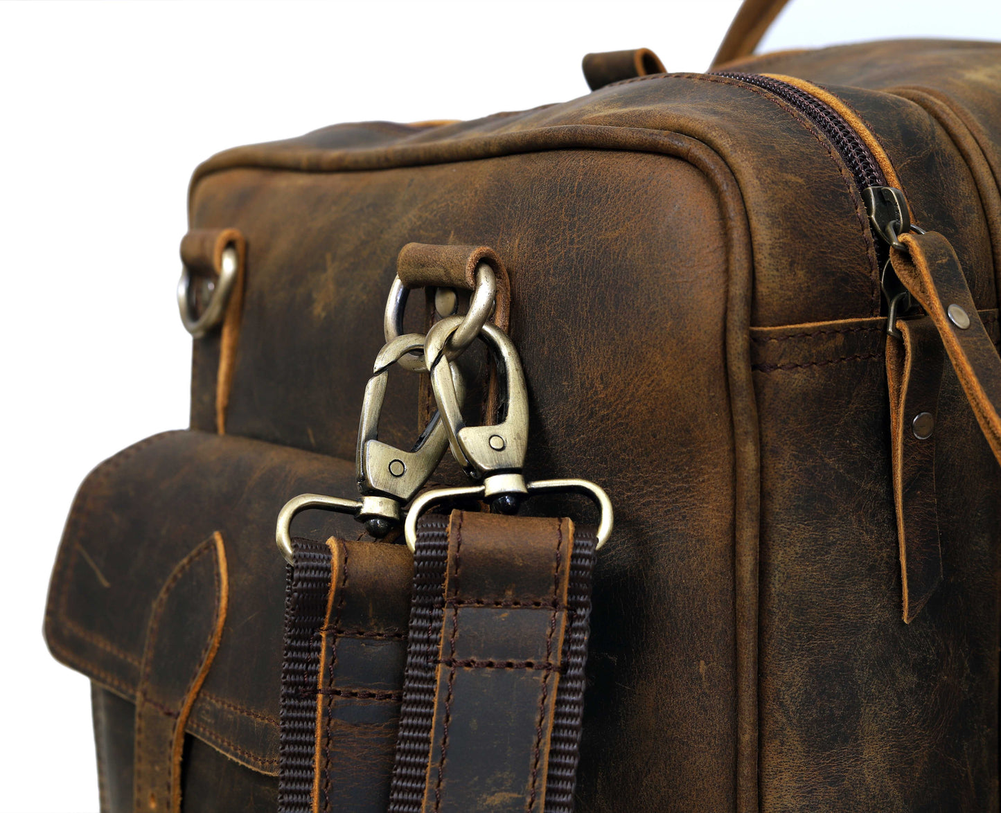 NEW JERSEY LEATHER DUFFEL BAG VINTAGE -  BROWN