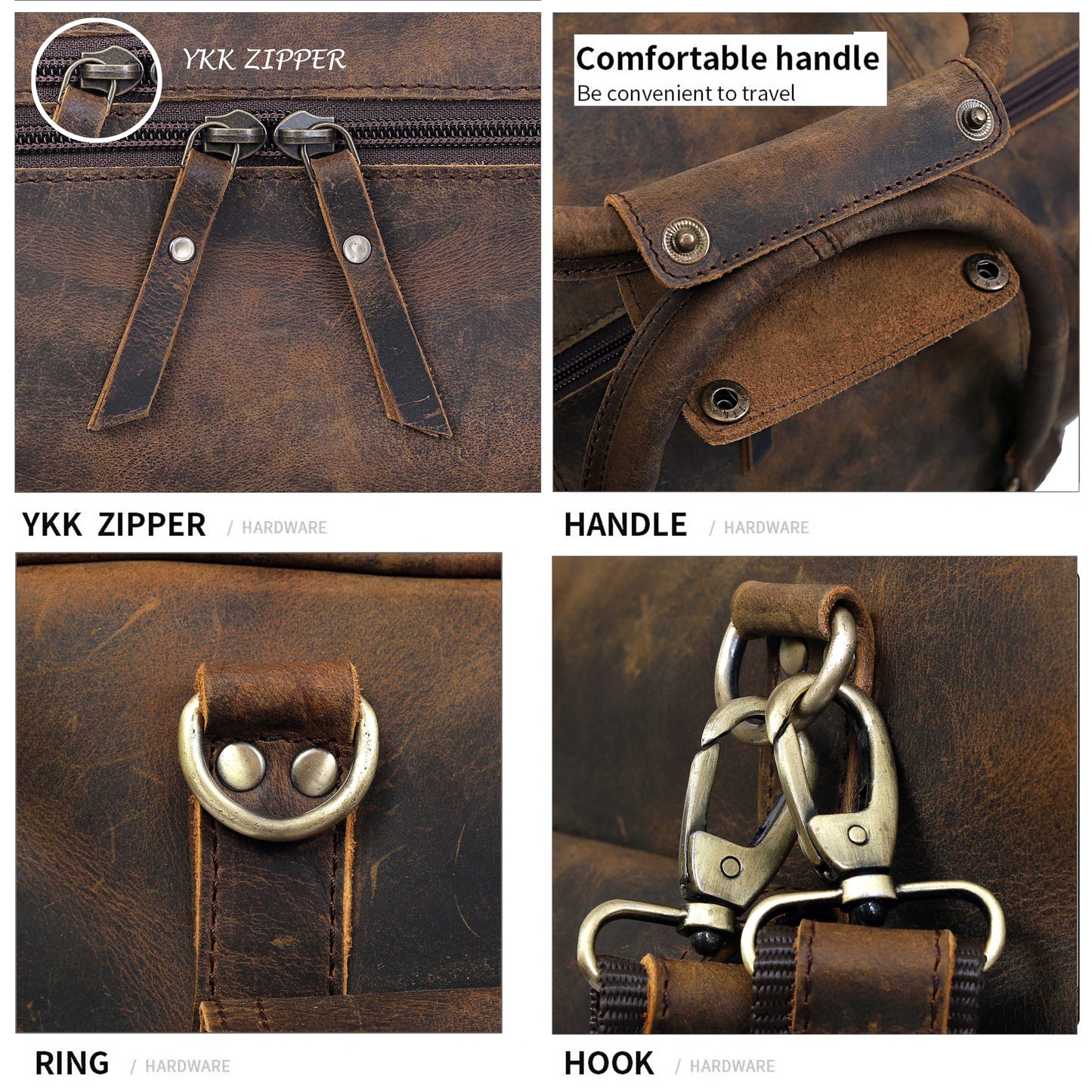 NEW JERSEY LEATHER DUFFEL BAG VINTAGE -  BROWN