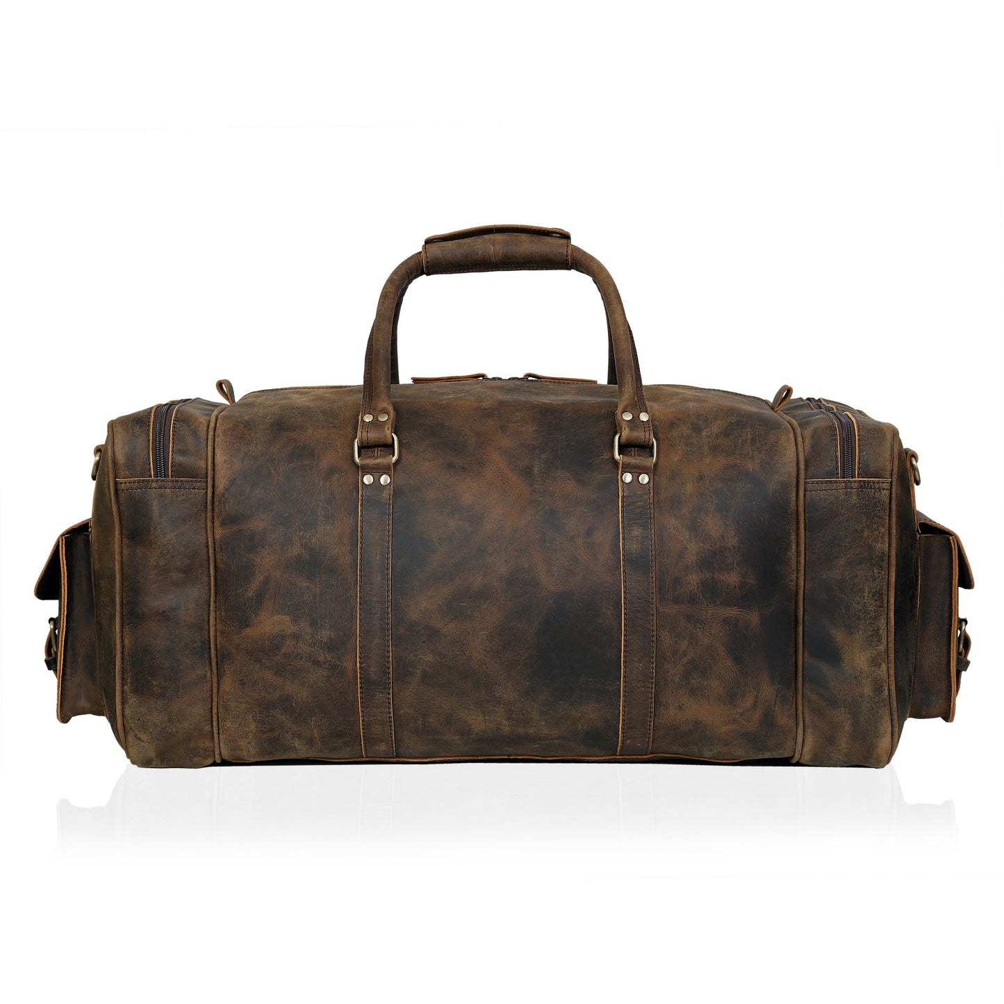 NEW JERSEY LEATHER DUFFEL BAG VINTAGE -  BROWN