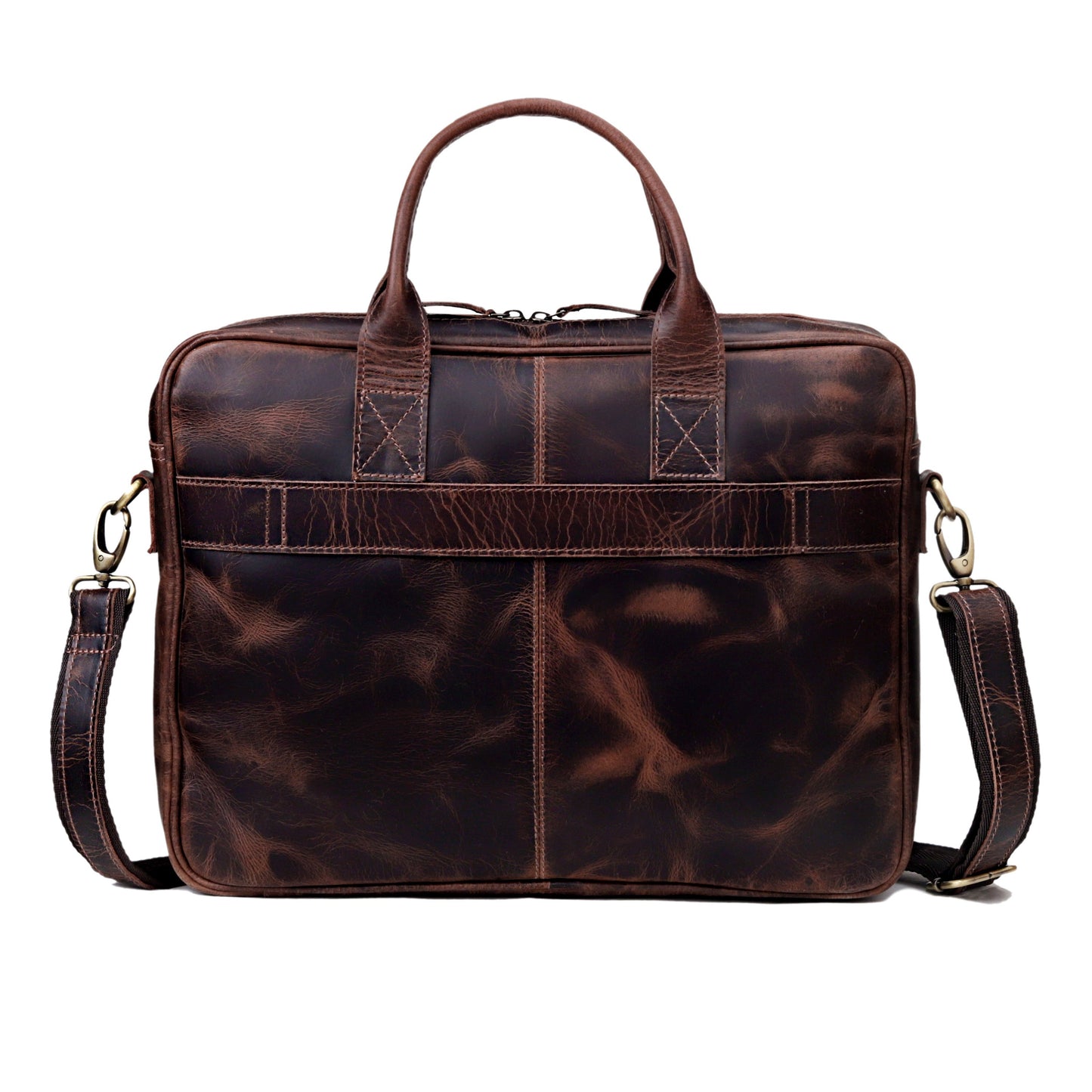 AUSTIN LAPTOP LEATHER BRIEFCASE - BURGUNDY