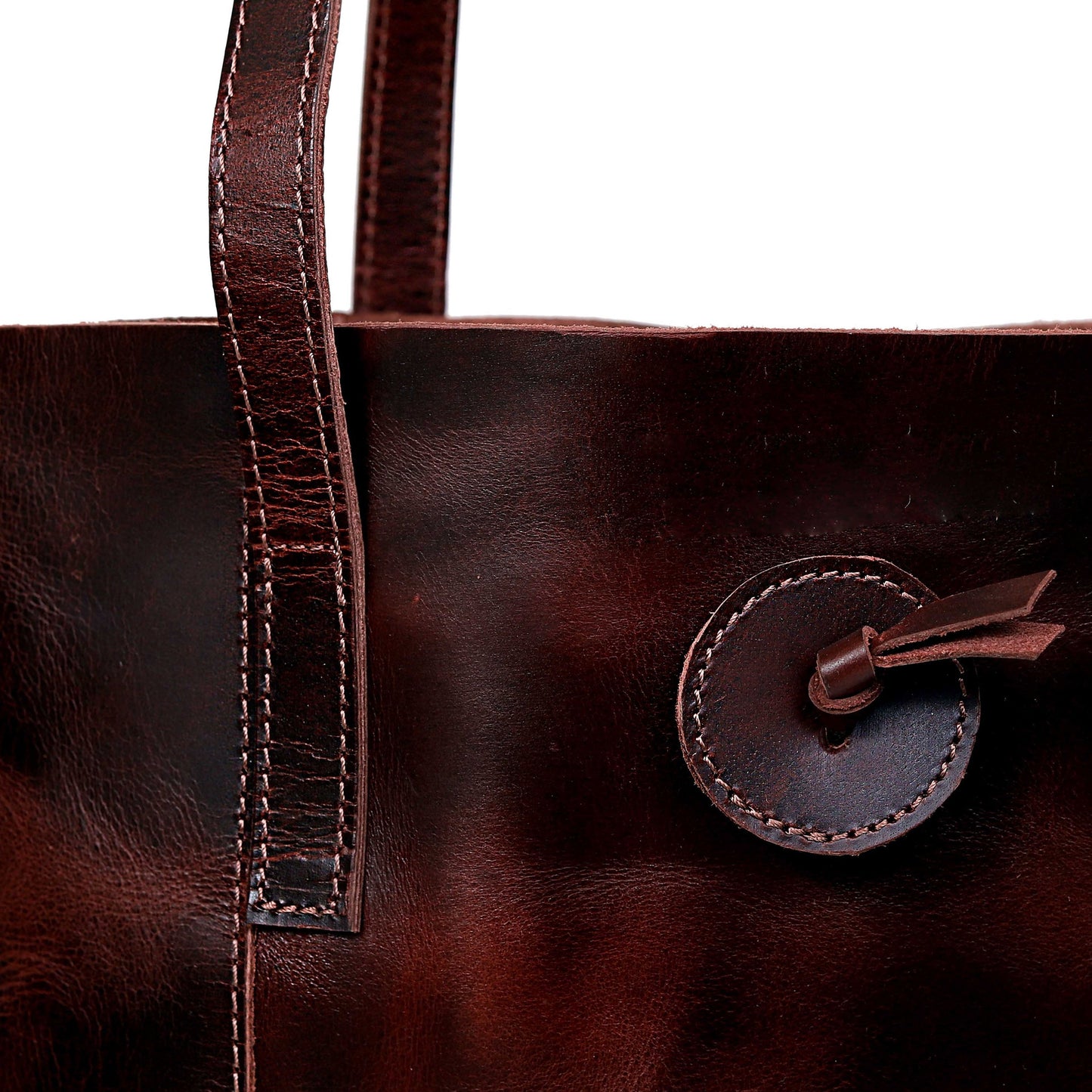 DENVER LEATHER TOTE BAG - BURGUNDY