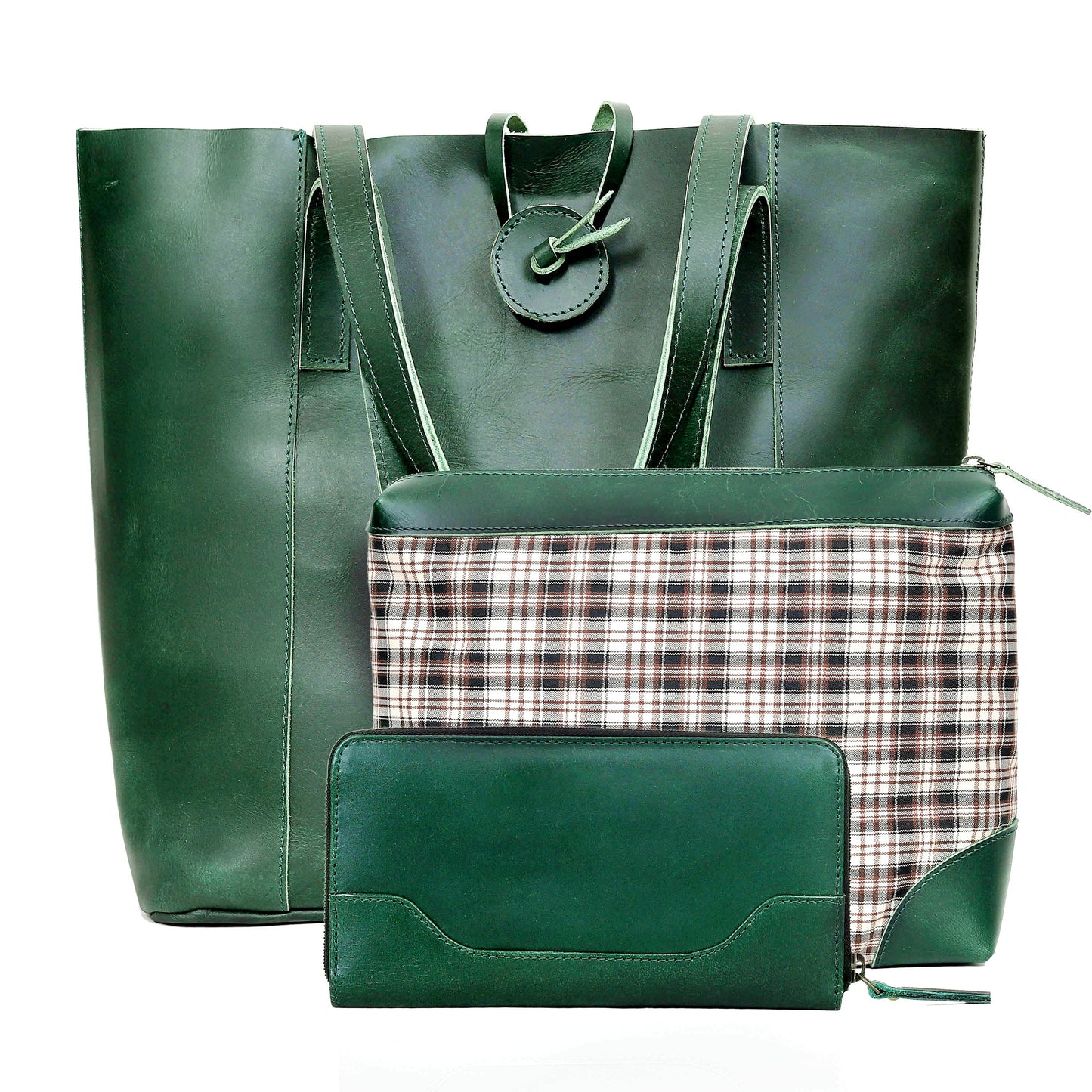 DENVER BUFFALO LEATHER TOTE BAG - GREEN
