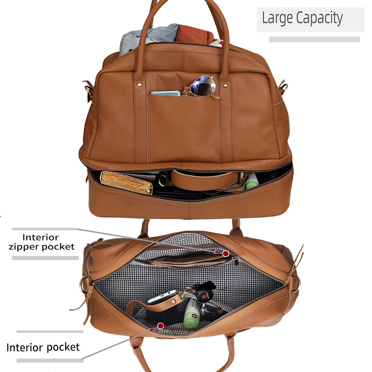 TOTO LEATHER DUFFLE BAG - TAN