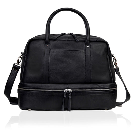 TOTO LEATHER DUFFLE BAG - BLACK
