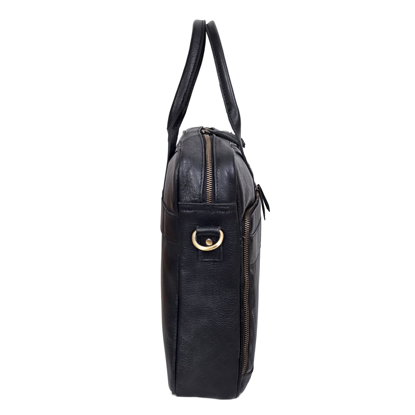 AUSTIN LAPTOP LEATHER BRIEFCASE - BLACK