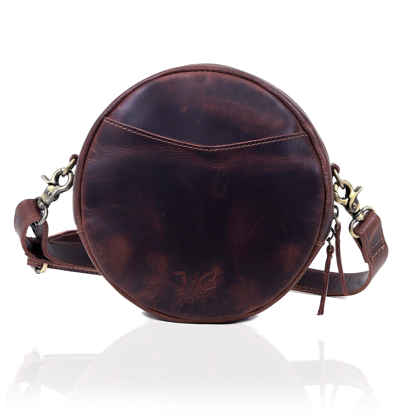 Indus Leather Round Crossbody Bags for Women - Brown