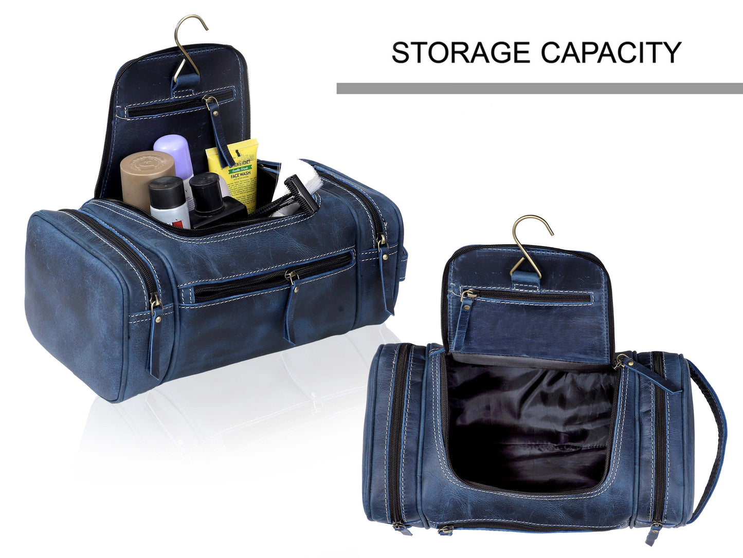 Rio Grande Leather Toiletry & Large Dopp Kit - NAVY