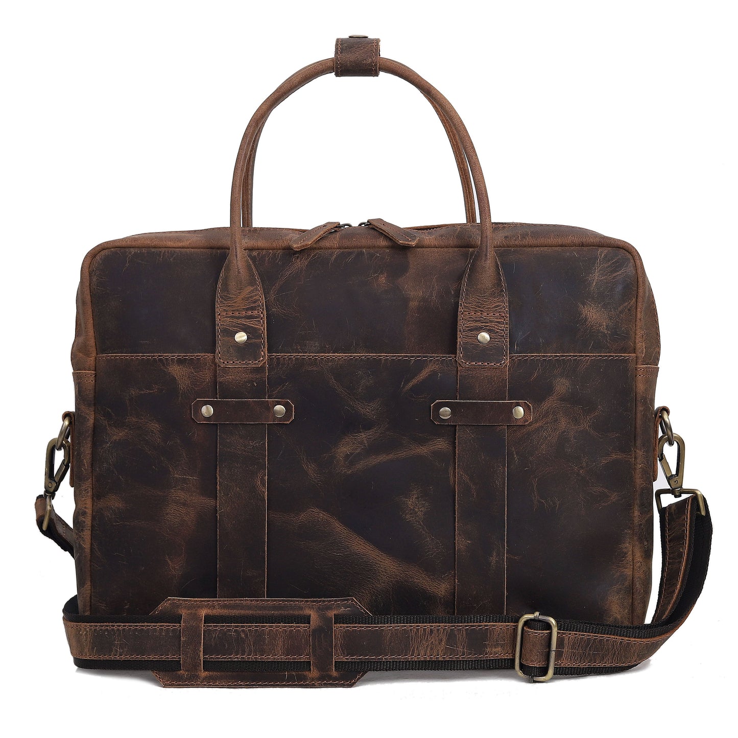 AUSTIN LAPTOP LEATHER BRIEFCASE - BROWN