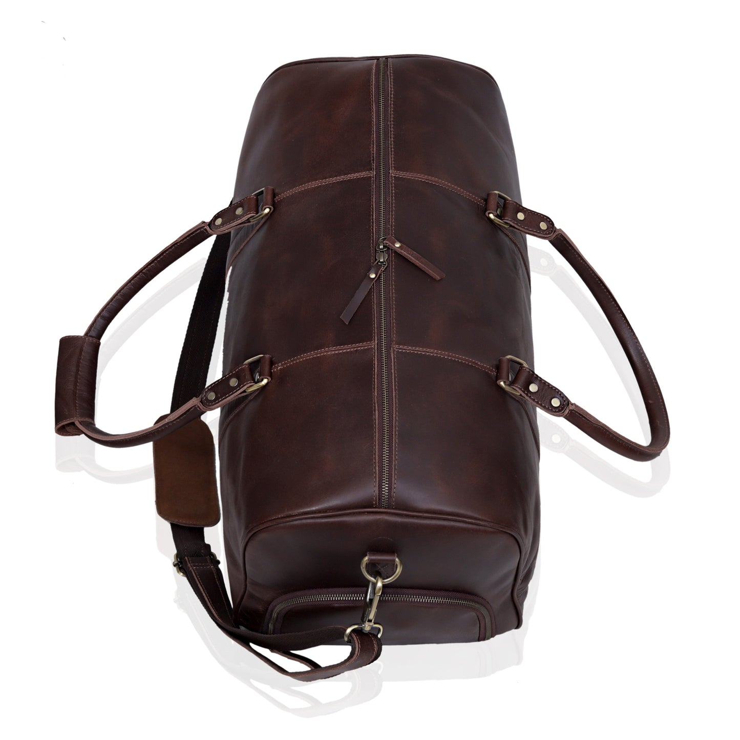 JOHN LEATHER DUFFEL BAG FOR MEN - BROWN