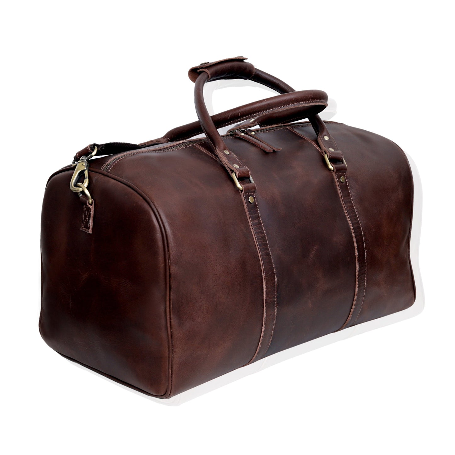 JOHN LEATHER DUFFEL BAG FOR MEN - BROWN