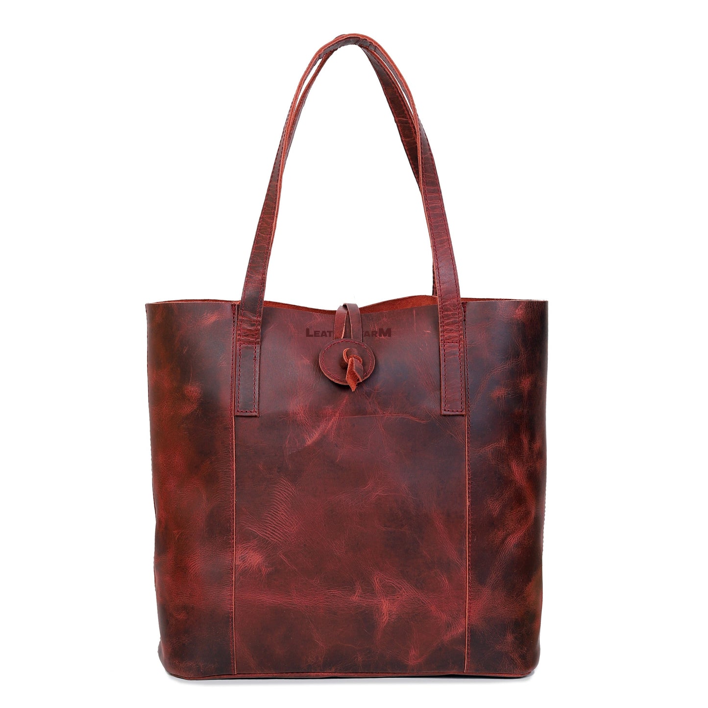 DENVER LEATHER TOTE BAG - RED