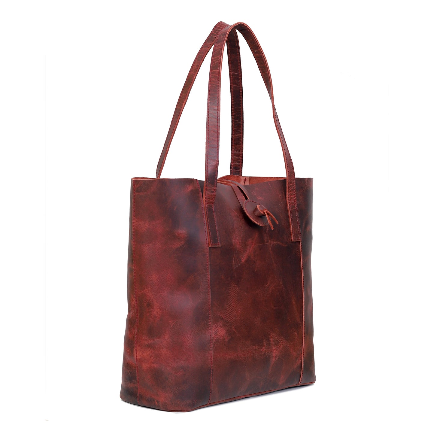DENVER LEATHER TOTE BAG - RED