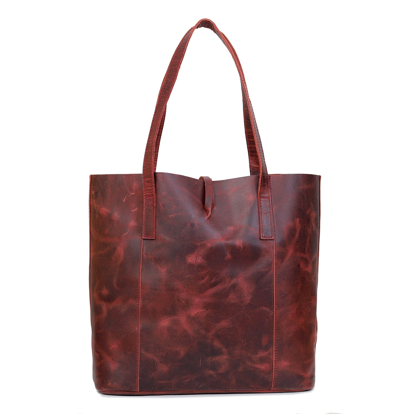 DENVER LEATHER TOTE BAG - RED