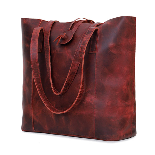 DENVER LEATHER TOTE BAG - RED