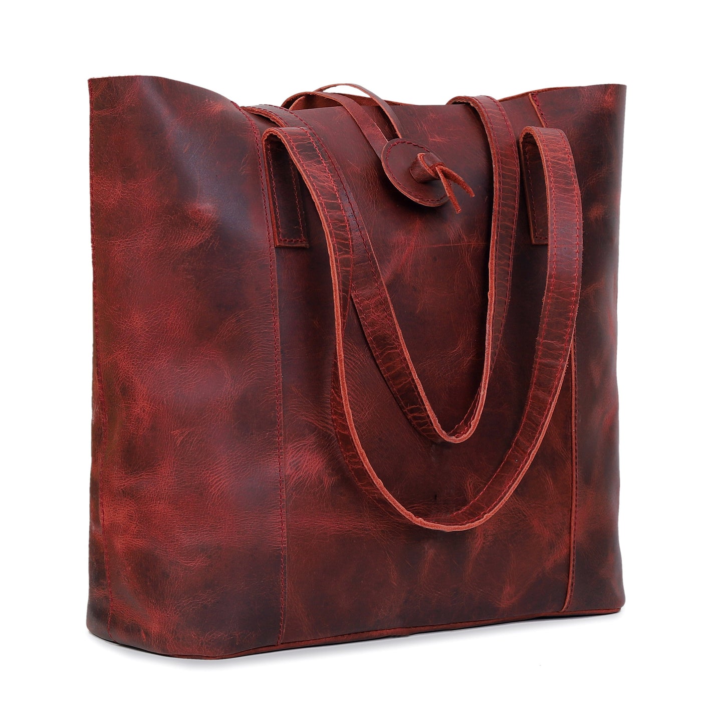 DENVER LEATHER TOTE BAG - RED