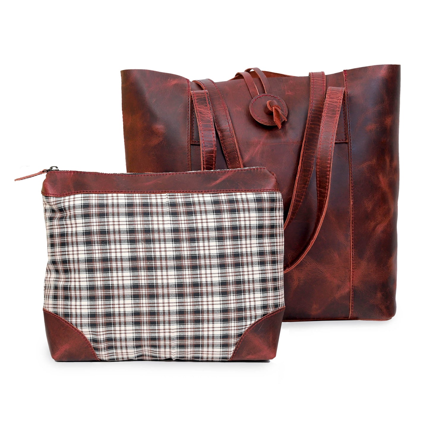 DENVER LEATHER TOTE BAG - RED