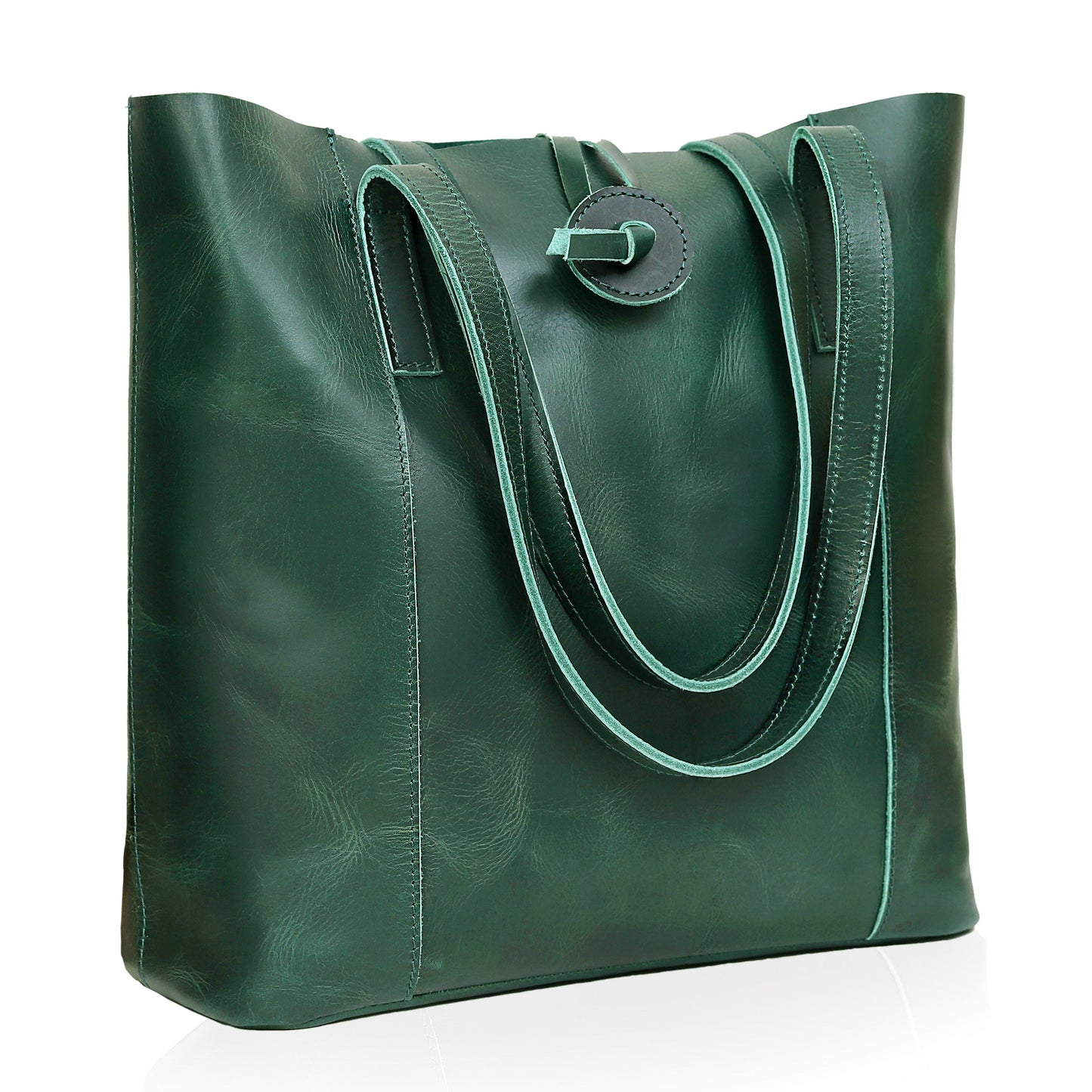 DENVER BUFFALO LEATHER TOTE BAG - GREEN