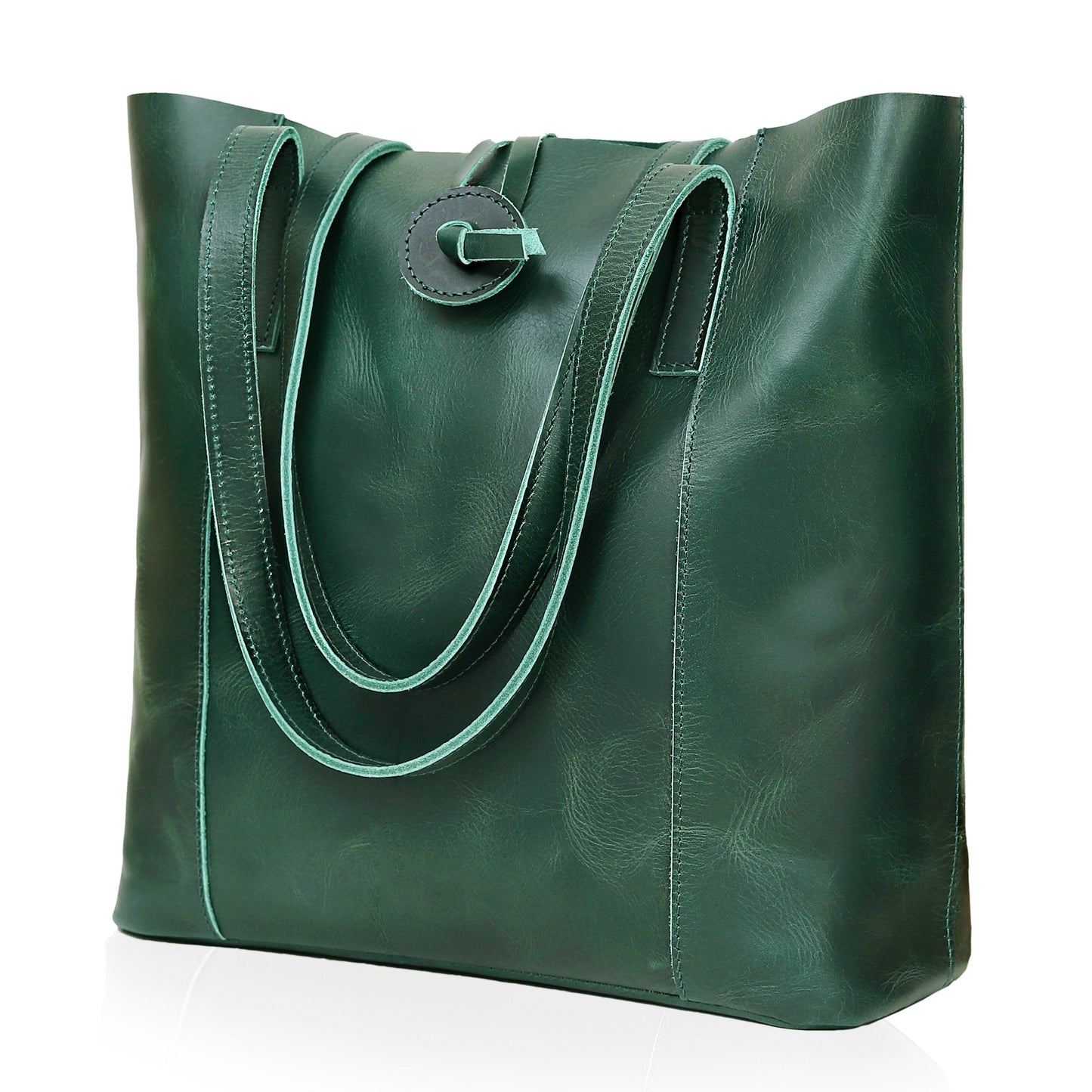 DENVER BUFFALO LEATHER TOTE BAG - GREEN