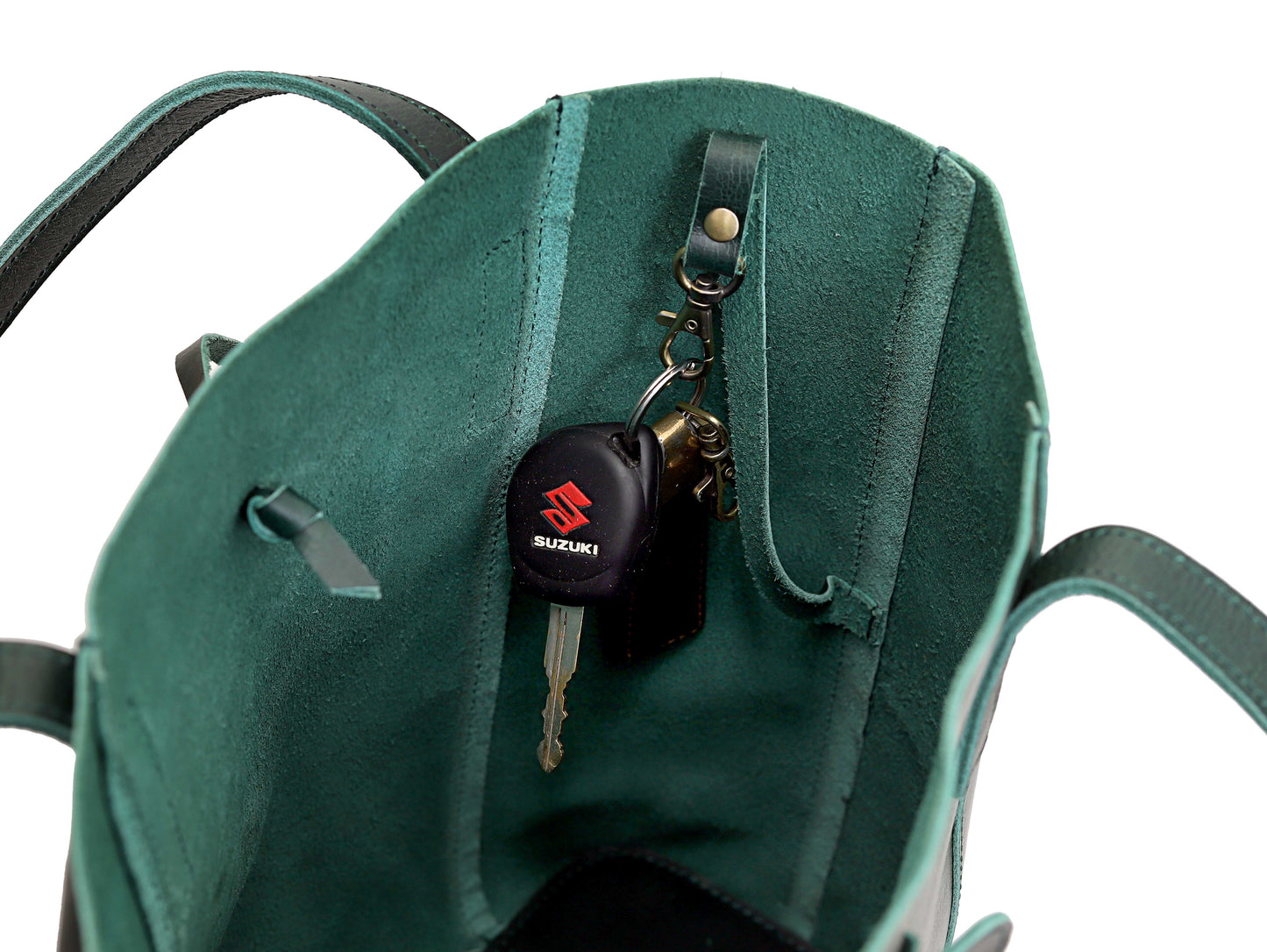 DENVER BUFFALO LEATHER TOTE BAG - GREEN