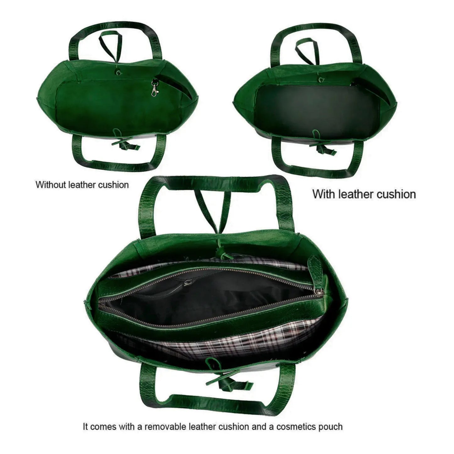 DENVER BUFFALO LEATHER TOTE BAG - GREEN