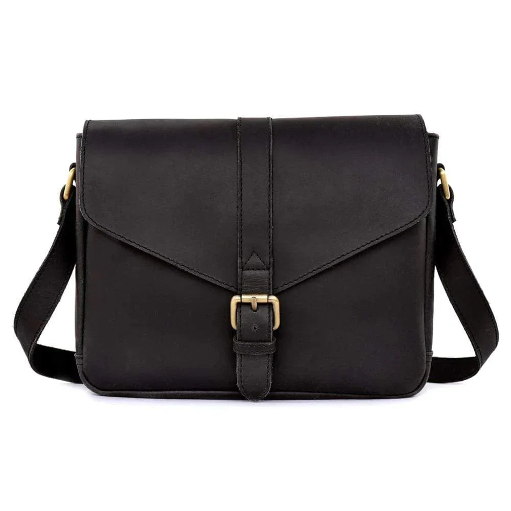 Sydney Leather Crossbody Purse-BLACK