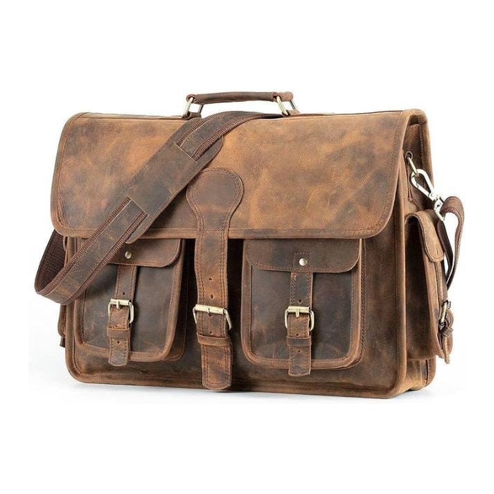Vintage style Buffalo Leather Messenger Laptop bag