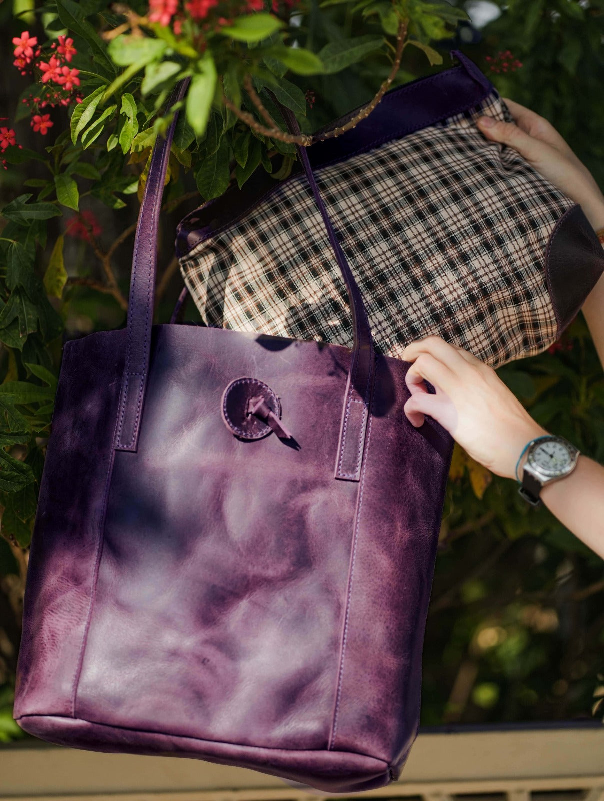Wrexham Purple Leather Tote Bag Combo For Women