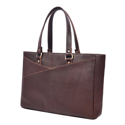 Women leather laptop tote