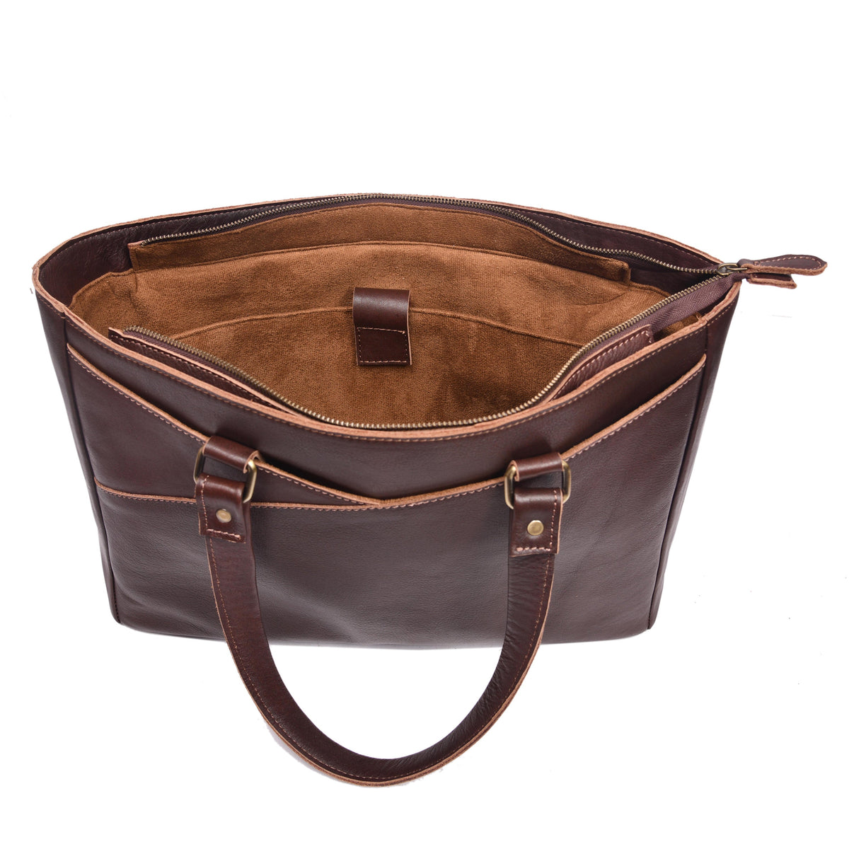 Women leather laptop tote