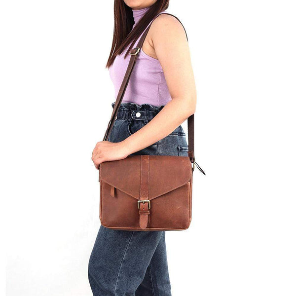 Brentford Brown Leather Crossbody Bag For Women