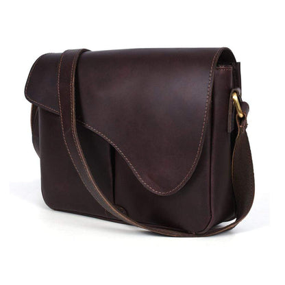 RHEA LEATHER CROSSBODY BAG - DARK BROWN