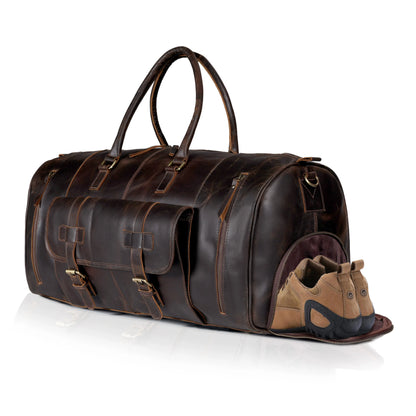 MARS LEATHER DUFFEL BAG FOR MEN - DARK BROWN