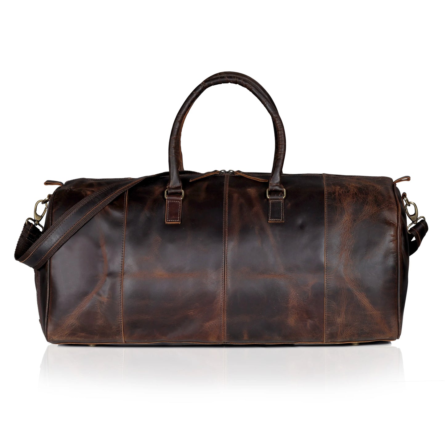 MARS LEATHER DUFFEL BAG FOR MEN - DARK BROWN