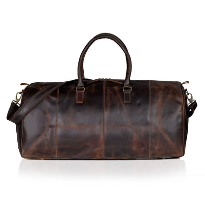 MARS LEATHER DUFFEL BAG FOR MEN - DARK BROWN