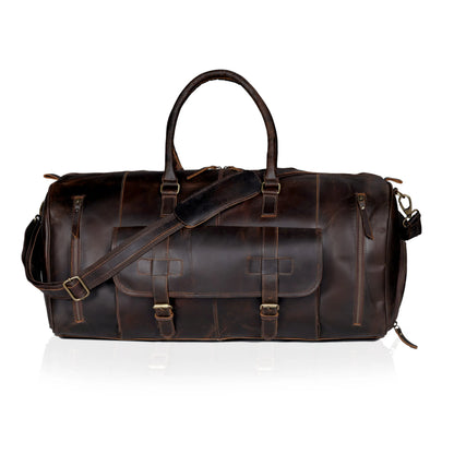 MARS LEATHER DUFFEL BAG FOR MEN - DARK BROWN