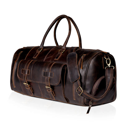 MARS LEATHER DUFFEL BAG FOR MEN - DARK BROWN