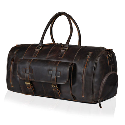 MARS LEATHER DUFFEL BAG FOR MEN - DARK BROWN