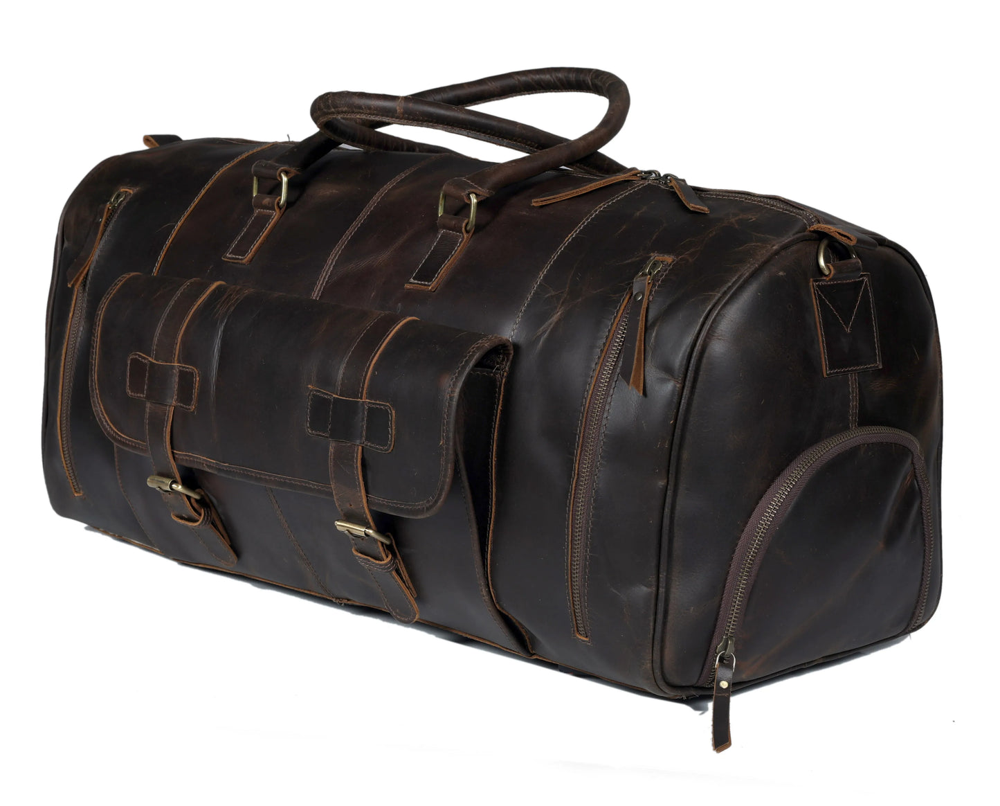 MARS LEATHER DUFFEL BAG FOR MEN - DARK BROWN