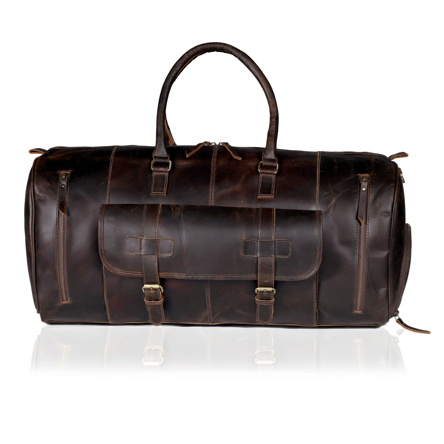 MARS LEATHER DUFFEL BAG FOR MEN - DARK BROWN