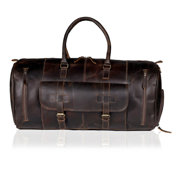 Soho Dark Brown Leather Duffle Bag For Men