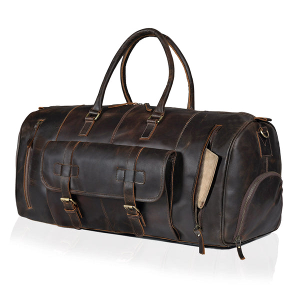 Soho Dark Brown Leather Duffle Bag For Men