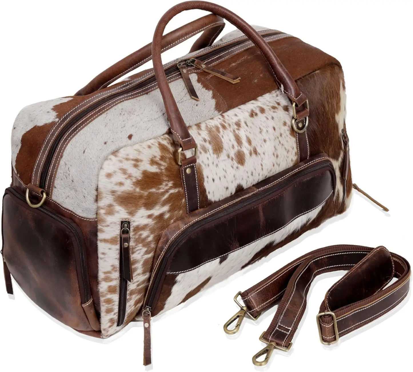 Premium Cowhide Leather Duffle Bag | Unisex Travel Weekender Bag
