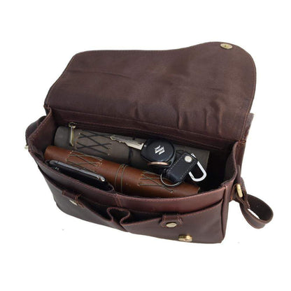 RHEA LEATHER CROSSBODY BAG - DARK BROWN